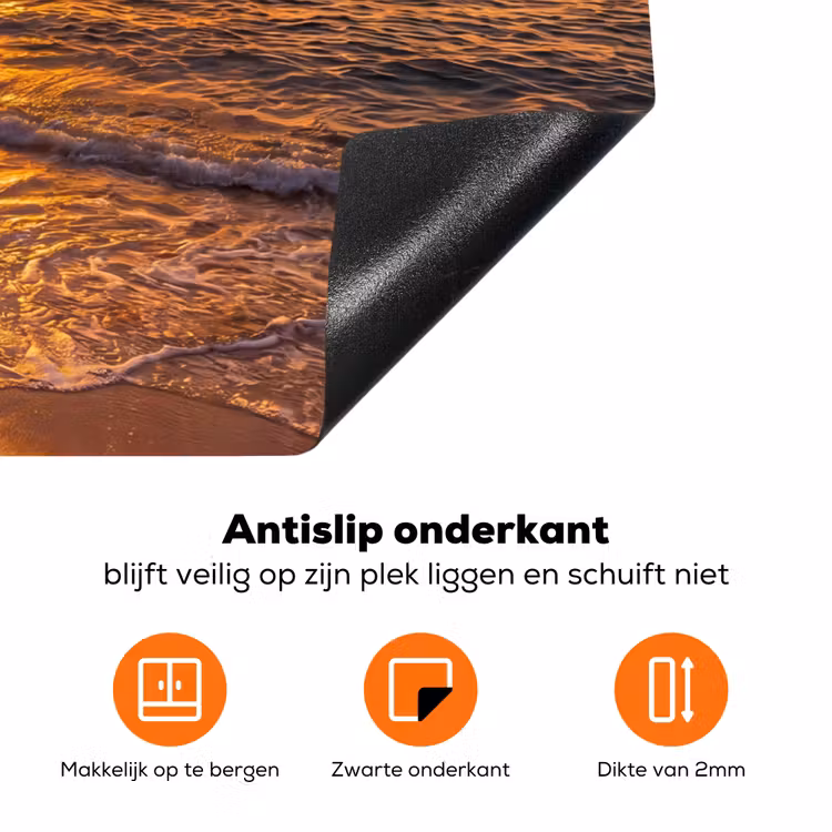 Zee - Kust - Zonsondergang - Natuur - Oranje Inductie beschermer vinyl 3mm klein -zzzzzzz-td-onderkant
