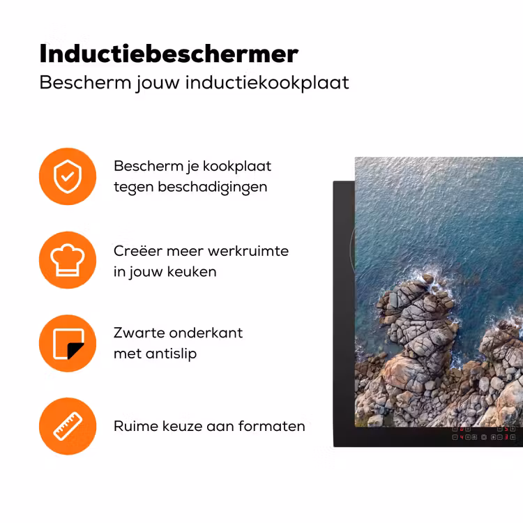 Zee - Kustlijn - Natuur - Abstract - Blauw Inductie beschermer vinyl 3mm klein -zzzzzzz-td-ups