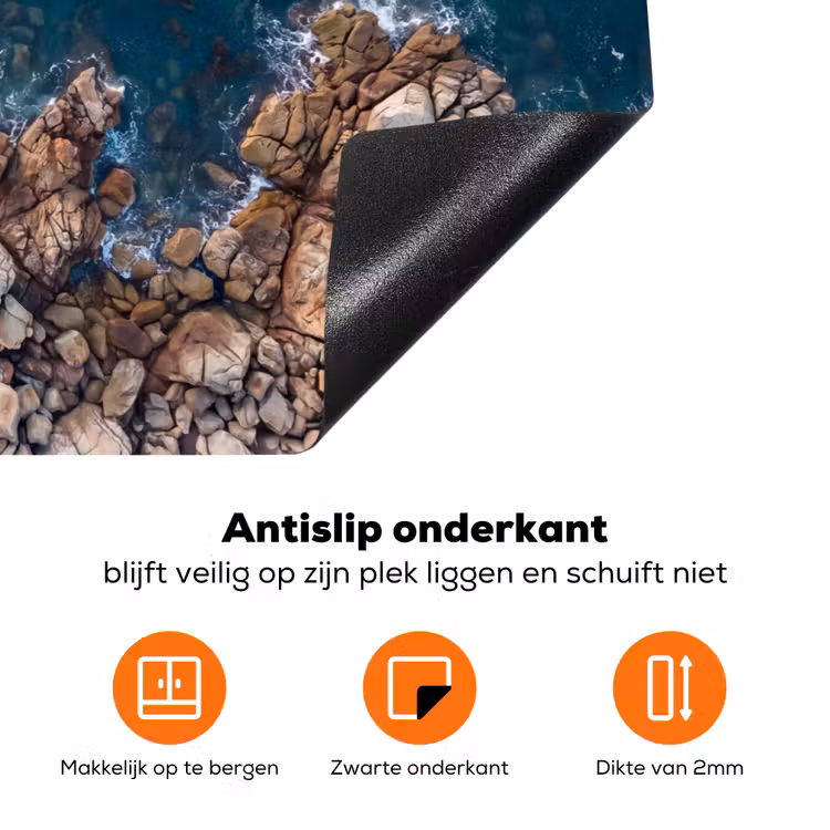 Zee - Kustlijn - Natuur - Abstract - Blauw Inductie beschermer vinyl 3mm klein -zzzzzzz-td-onderkant