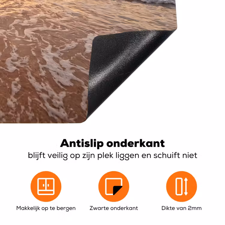 Zee - Kustlijn - Wolken - Landschap - Oranje Inductie beschermer vinyl 3mm klein -zzzzzzz-td-onderkant