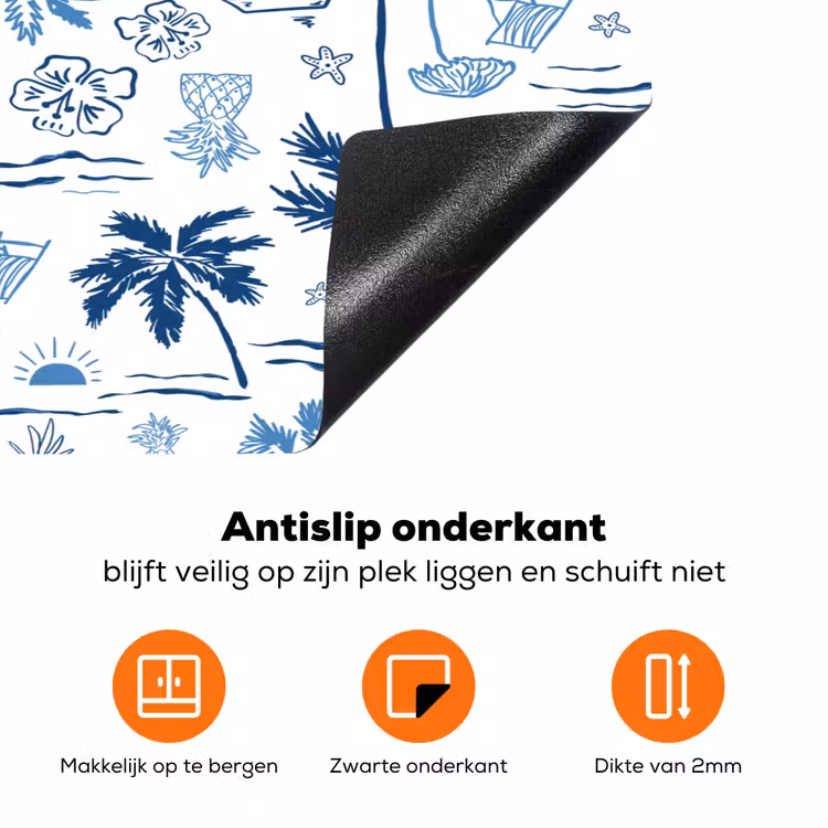 Zee - Strand - Blauw - Wit Inductie beschermer vinyl 3mm klein 276 -zzzzzzz-td-onderkant