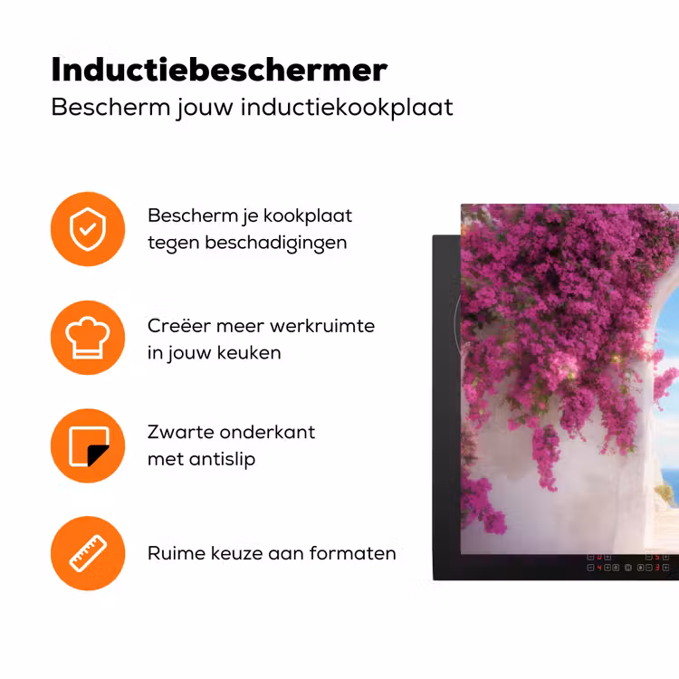 Zee - Roze - Bloemen - Poort Inductie beschermer vinyl 3mm klein -zzzzzzz-td-ups