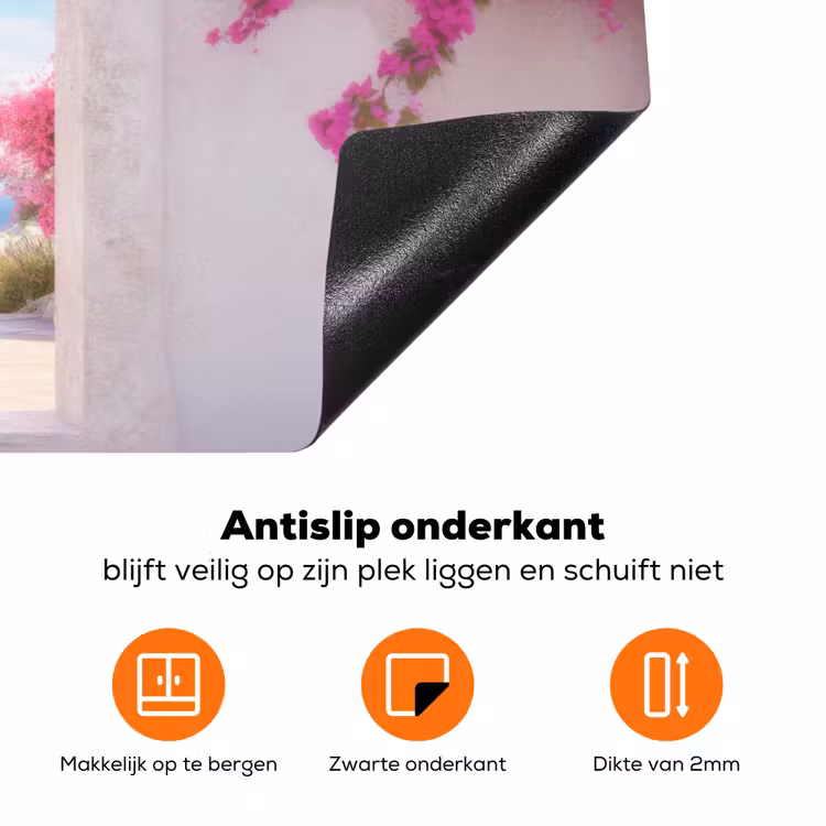 Zee - Roze - Bloemen - Poort Inductie beschermer vinyl 3mm klein -zzzzzzz-td-onderkant