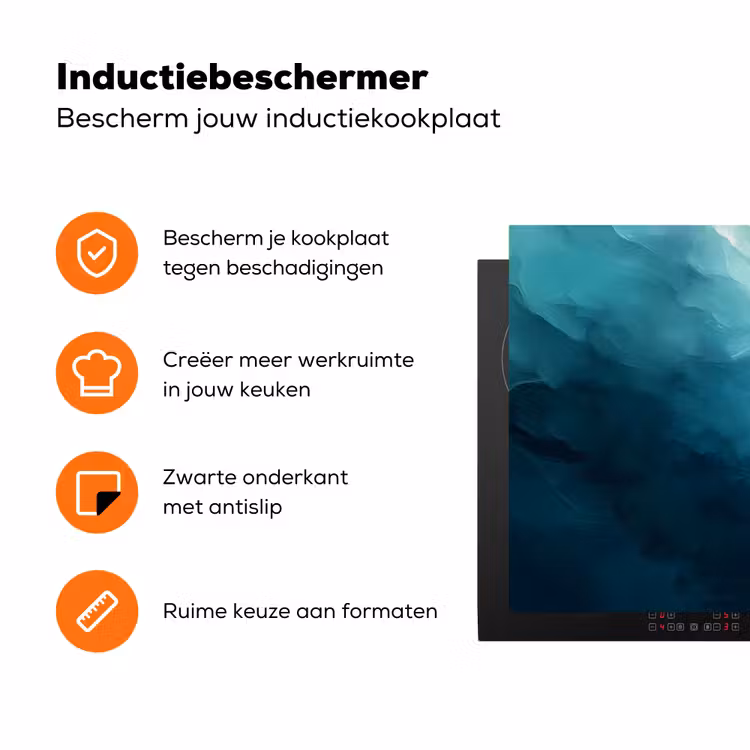 Zee - Silhouet - Abstract - Blauw Inductie beschermer vinyl 3mm klein -zzzzzzz-td-ups