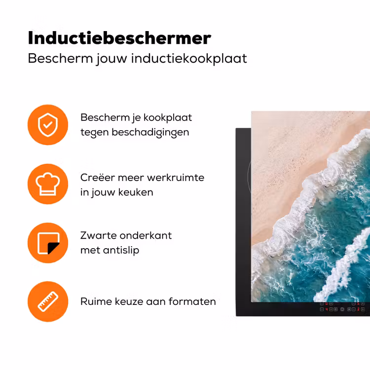 Zee - Strand - Golven - Natuur - Blauw Inductie beschermer vinyl 3mm klein -zzzzzzz-td-ups