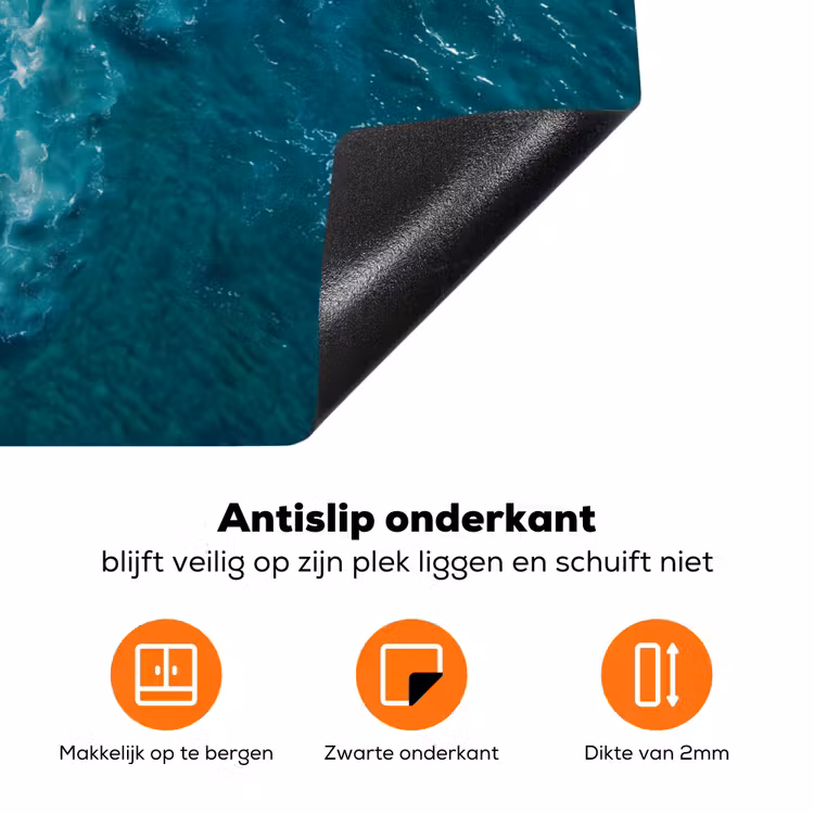 Zee - Strand - Golven - Natuur - Blauw Inductie beschermer vinyl 3mm klein -zzzzzzz-td-onderkant