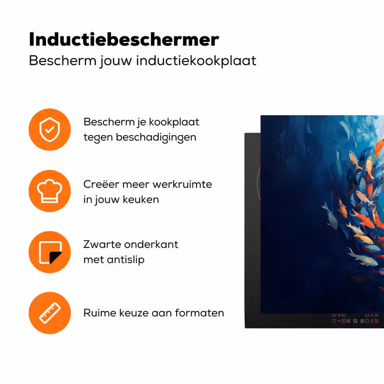 Zee - Vissen - Kleurrijk - Dynamisch Inductie beschermer vinyl 3mm klein -zzzzzzz-td-ups