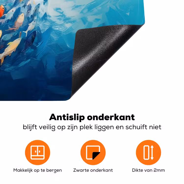 Zee - Vissen - Kleurrijk - Dynamisch Inductie beschermer vinyl 3mm klein -zzzzzzz-td-onderkant
