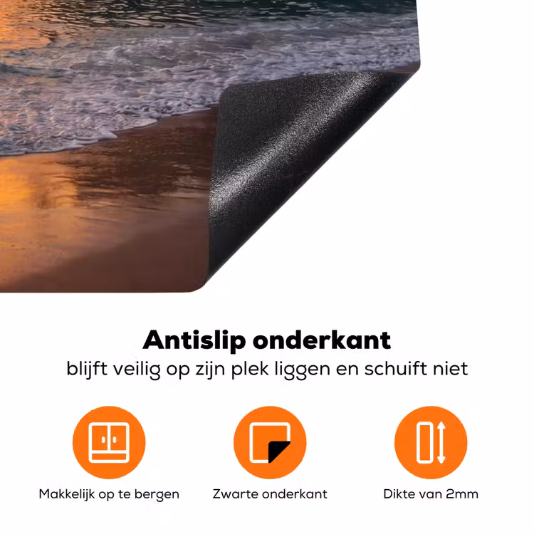 Zee - Zonsondergang - Boot - Natuur - Oranje Inductie beschermer vinyl 3mm klein -zzzzzzz-td-onderkant