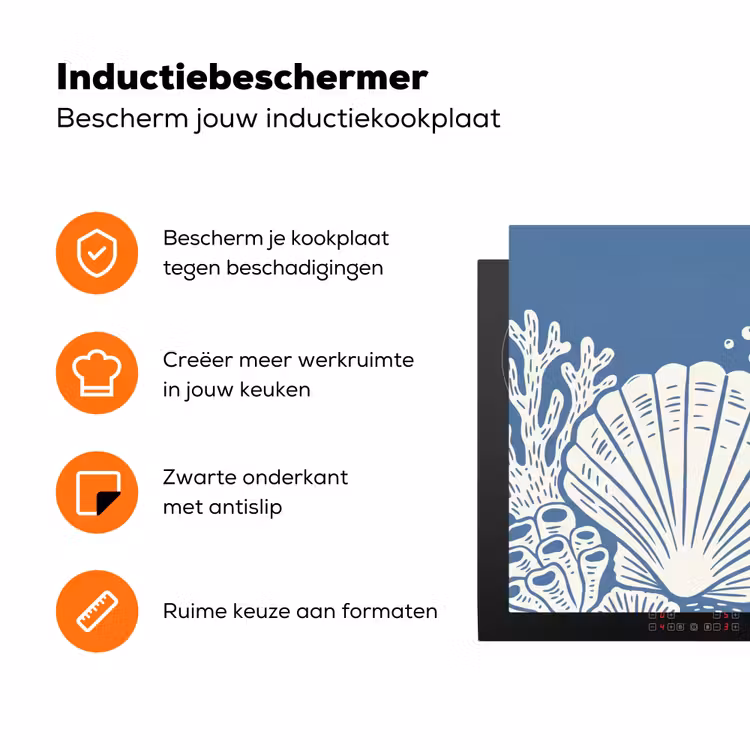 Zeeleven - Koraal - Schelp - Vis - Illustratie - Onderwater Inductie beschermer vinyl 3mm klein -zzzzzzz-td-ups