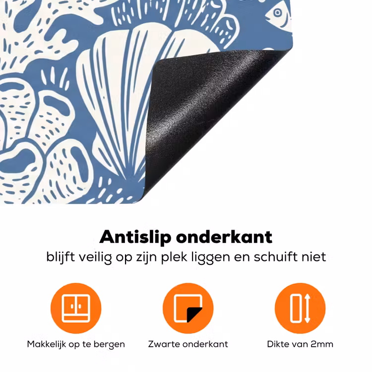Zeeleven - Koraal - Schelp - Vis - Illustratie - Onderwater Inductie beschermer vinyl 3mm klein -zzzzzzz-td-onderkant