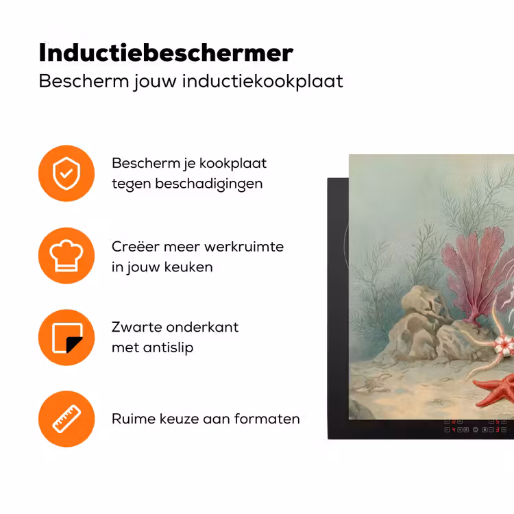Zeeleven - Kwal - Onderwater - Illustratie - Beige Inductie beschermer vinyl 3mm klein -zzzzzzz-td-ups