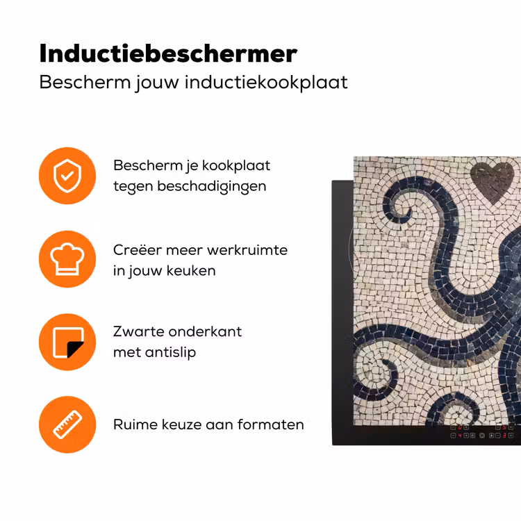 Zeeleven - Mozaïek - Kunst - Vintage - Beige Inductie beschermer vinyl 3mm klein -zzzzzzz-td-ups
