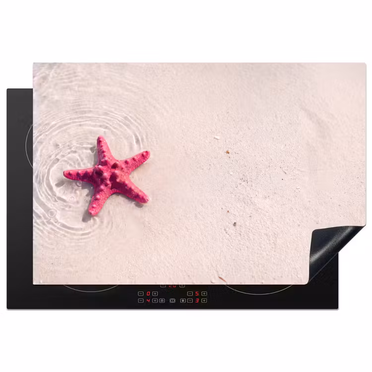 Zeeleven - Zeester - Strand - Roze - Water Inductie beschermer vinyl 3mm klein -3d