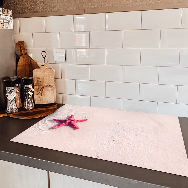 Zeeleven - Zeester - Strand - Roze - Water Inductie beschermer vinyl 3mm klein -sfeer3