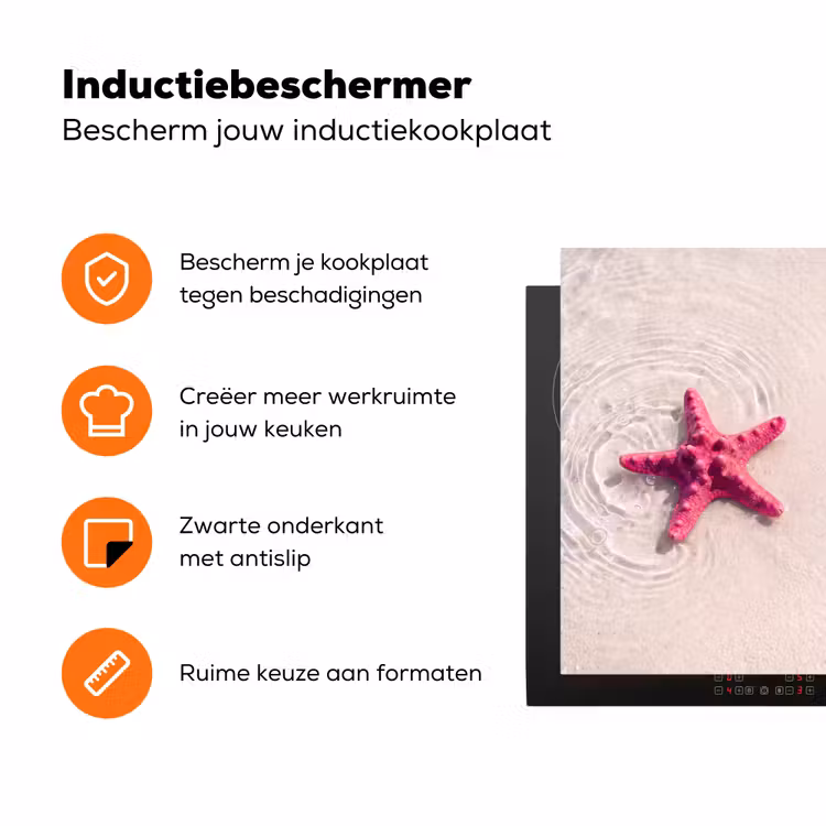 Zeeleven - Zeester - Strand - Roze - Water Inductie beschermer vinyl 3mm klein -zzzzzzz-td-ups