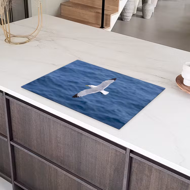 Zeemeeuw - Oceaan - Blauw Inductie beschermer vinyl 3mm klein -sfeer8