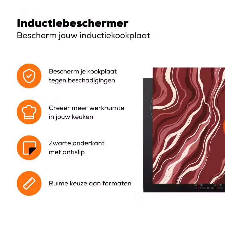 Zeepaardje - Golven - Zeeleven - Abstract - Oranje Inductie beschermer vinyl 3mm klein -zzzzzzz-td-ups