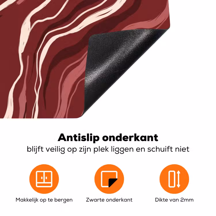 Zeepaardje - Golven - Zeeleven - Abstract - Oranje Inductie beschermer vinyl 3mm klein -zzzzzzz-td-onderkant