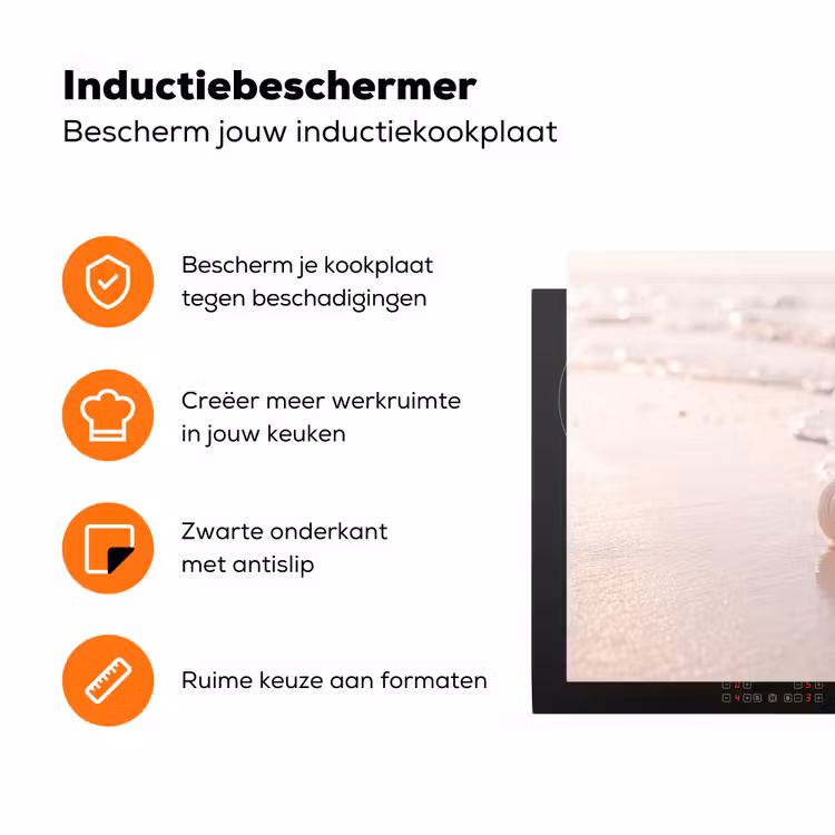 Zeeschelp - Strand - Zee - Natuur - Beige Inductie beschermer vinyl 3mm klein -zzzzzzz-td-ups
