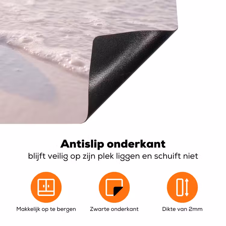Zeeschelp - Strand - Zee - Natuur - Beige Inductie beschermer vinyl 3mm klein -zzzzzzz-td-onderkant