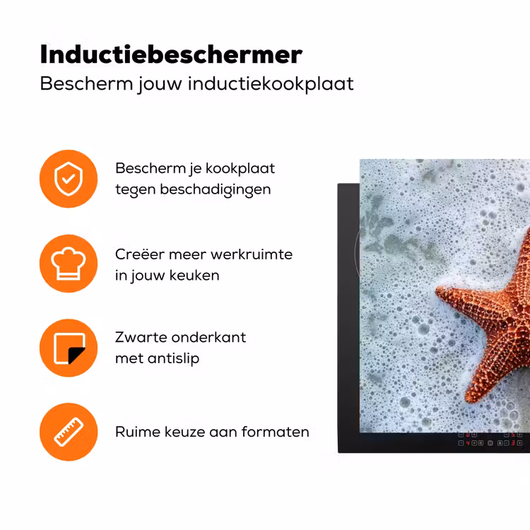 Zeester - Strand - Zee Inductie beschermer vinyl 3mm klein -zzzzzzz-td-ups