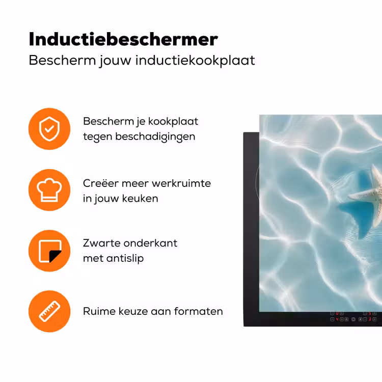 Zeesterren - Golvend water - Rustgevend Inductie beschermer vinyl 3mm klein -zzzzzzz-td-ups