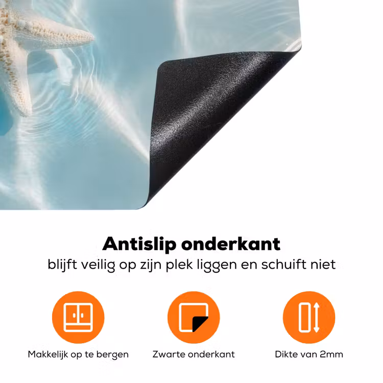 Zeesterren - Golvend water - Rustgevend Inductie beschermer vinyl 3mm klein -zzzzzzz-td-onderkant