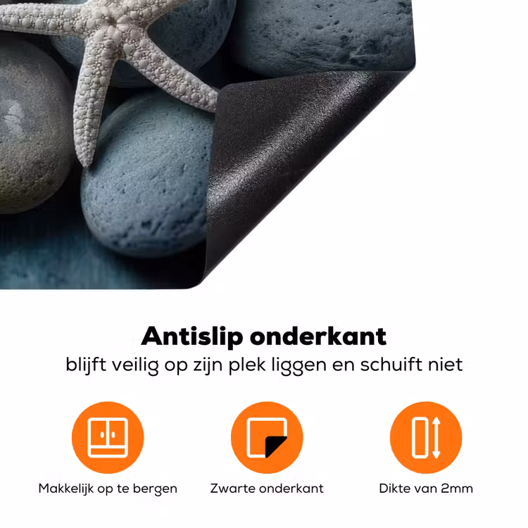Zeesterren - Stenen - Wit Inductie beschermer vinyl 3mm klein -zzzzzzz-td-onderkant