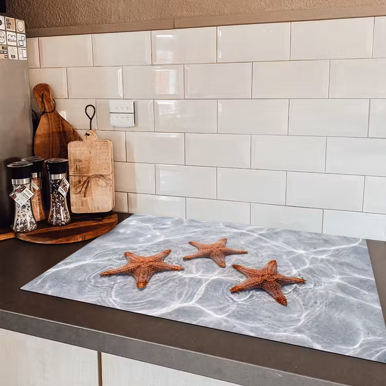 Zeesterren - Water - Helder Inductie beschermer vinyl 3mm klein -sfeer3