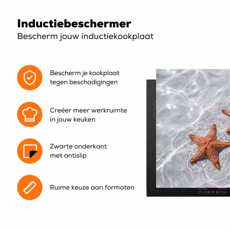 Zeesterren - Water - Helder Inductie beschermer vinyl 3mm klein -zzzzzzz-td-ups