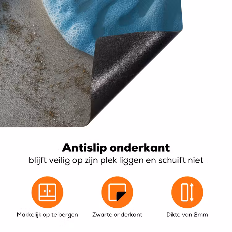 Zeesterren - Zand - Zee - Blauw Inductie beschermer vinyl 3mm klein -zzzzzzz-td-onderkant