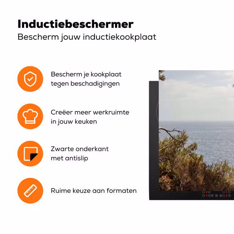 Inductiebeschermer - Zeilboot - bomen - water - Zeilboot - bomen - water Inductie beschermer vinyl 3mm klein