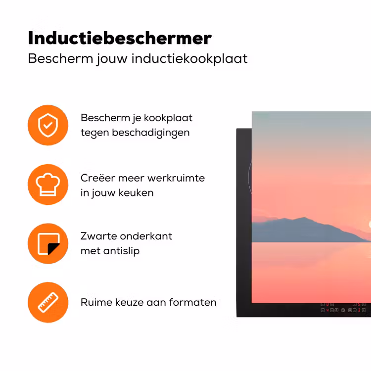 Zeilboot - Roze zee - Zonsondergang - Bergen Inductie beschermer vinyl 3mm klein -zzzzzzz-td-ups