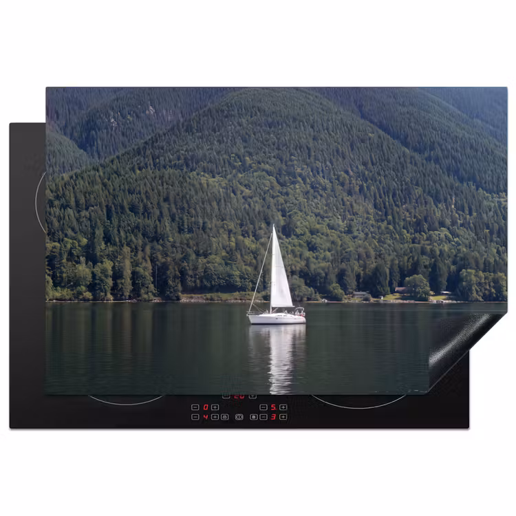 Zeilboot - Water - Bergen - Natuur - Groen Inductie beschermer vinyl 3mm klein -3d