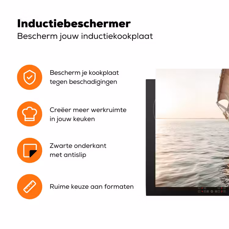 Zeilboot - Zee - Beige - Zon Inductie beschermer vinyl 3mm klein -zzzzzzz-td-ups