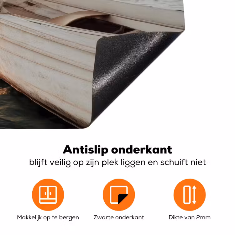 Zeilboot - Zee - Beige - Zon Inductie beschermer vinyl 3mm klein -zzzzzzz-td-onderkant