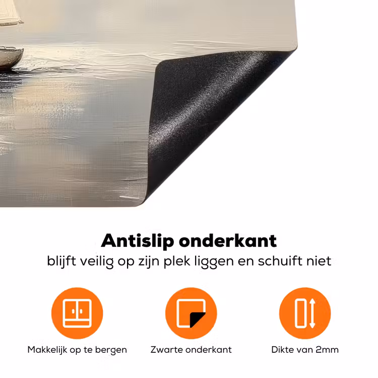 Zeilschip - Zee - Bewolkt Inductie beschermer vinyl 3mm klein -zzzzzzz-td-onderkant