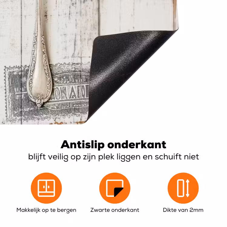 Zilver - Bestek - Hout Inductie beschermer vinyl 3mm klein -zzzzzzz-td-onderkant