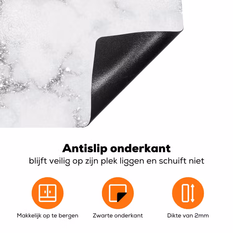 Zilveren Scherven in Wintermarmer Inductie beschermer vinyl 3mm klein -zzzzzzz-td-onderkant