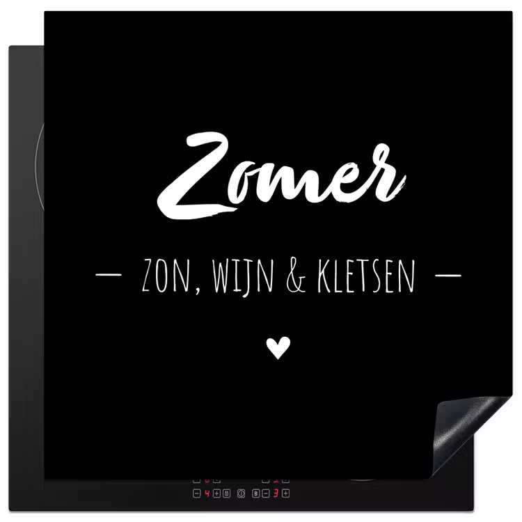 Zomer, zon, wijn & kletsen - Tekst - Zomer - Wijn - Quotes Inductie beschermer vinyl 3mm middel -3d