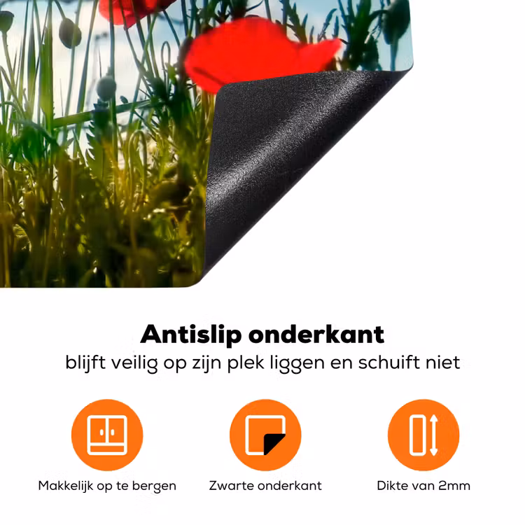 Zomerse Klaprozenpracht Inductie beschermer vinyl 3mm klein -zzzzzzz-td-onderkant