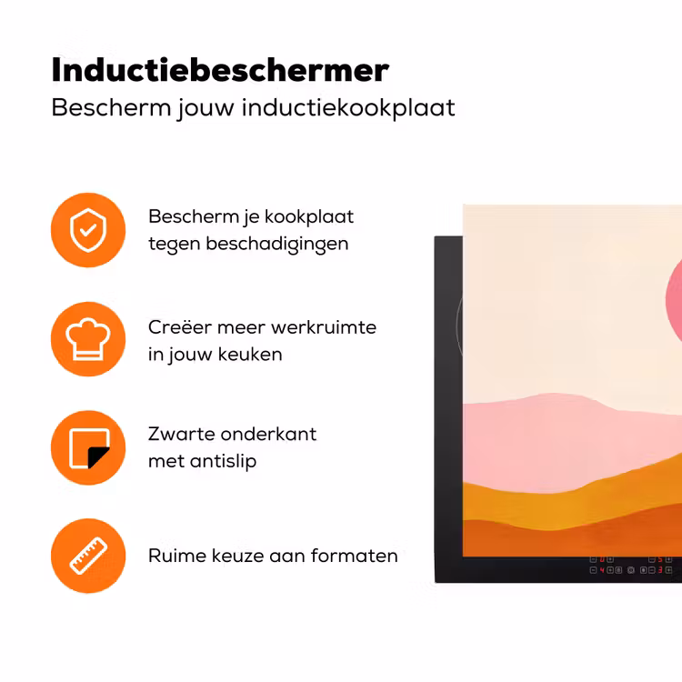 Zon - Heuvels - Abstract - Roze Inductie beschermer vinyl 3mm klein -zzzzzzz-td-ups