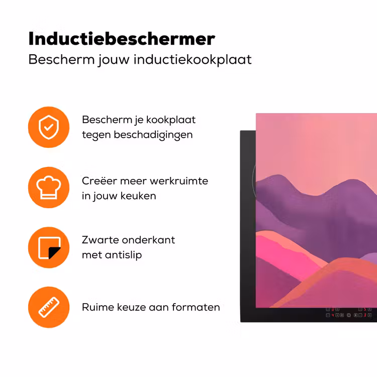 Zon - Heuvels - Paars - Abstract Inductie beschermer vinyl 3mm klein -zzzzzzz-td-ups
