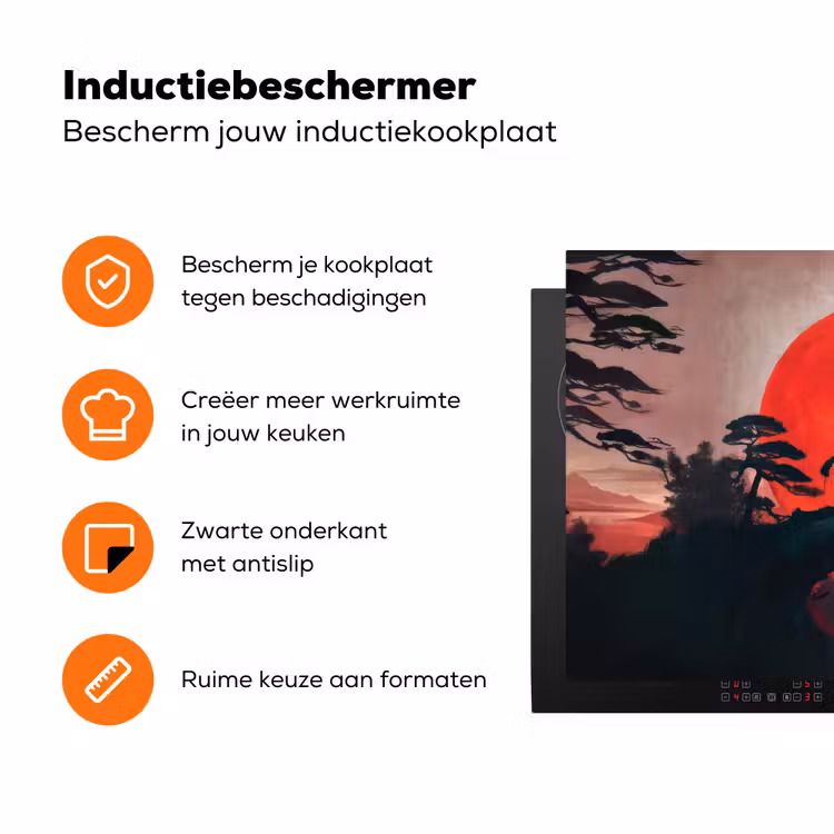 Zon - Krijger - Bomen - Bergen Inductie beschermer vinyl 3mm klein -zzzzzzz-td-ups