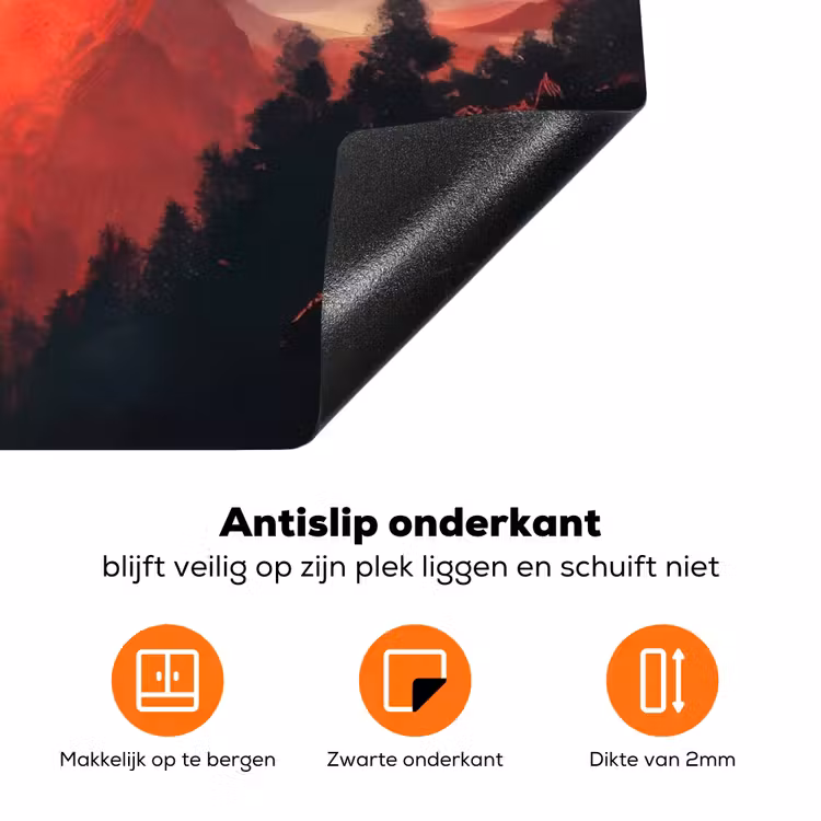 Zon - Krijger - Bomen - Bergen Inductie beschermer vinyl 3mm klein -zzzzzzz-td-onderkant