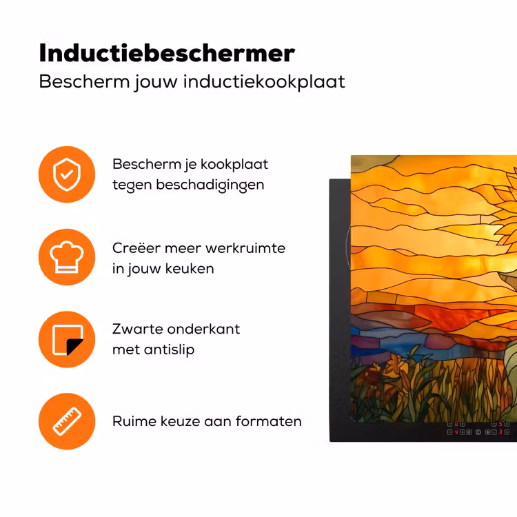 Zonnebloem - Mozaïek - Zonsondergang - Geel Inductie beschermer vinyl 3mm klein -zzzzzzz-td-ups