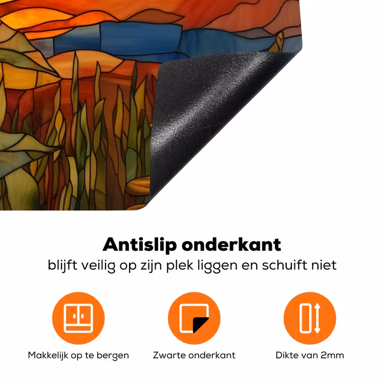 Zonnebloem - Mozaïek - Zonsondergang - Geel Inductie beschermer vinyl 3mm klein -zzzzzzz-td-onderkant