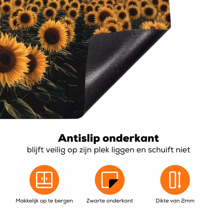 Zonnebloem - Veld - Windmolen Inductie beschermer vinyl 3mm klein -zzzzzzz-td-onderkant