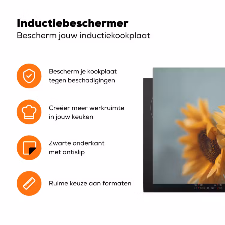 Zonnebloemen - Geel - Wazig Inductie beschermer vinyl 3mm klein -zzzzzzz-td-ups